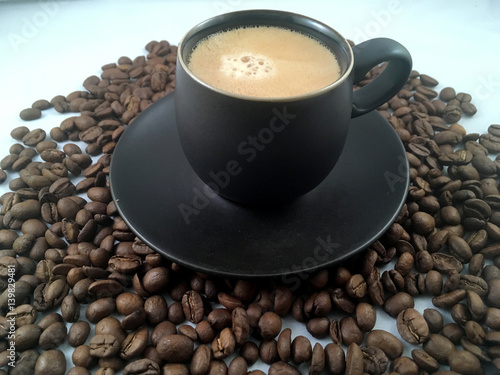 Espresso Cup and Coffee Beans