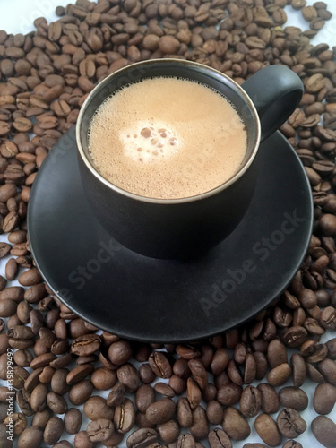 Espresso Cup and Coffee Beans