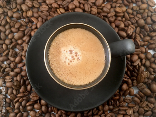 Espresso Cup and Coffee Beans