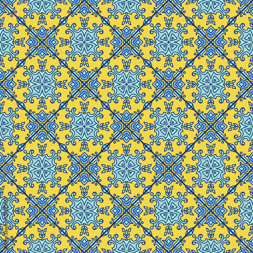 Portuguese azulejo tiles. Blue and white gorgeous seamless patterns. For scrapbooking, wallpaper, cases for smartphones, web background, print, surface texture, pillows, towels, linens bags T-shirts