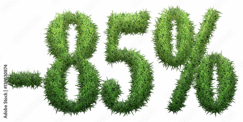 -85% sign, made of grass.