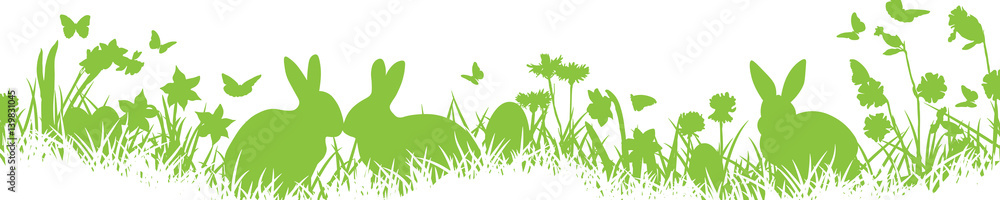 Naklejka premium Ostern Osterwiese - Weiß/Grün