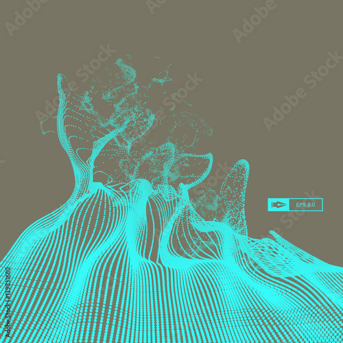 Array with Dynamic Emitted Particles. Water Splash Imitation.