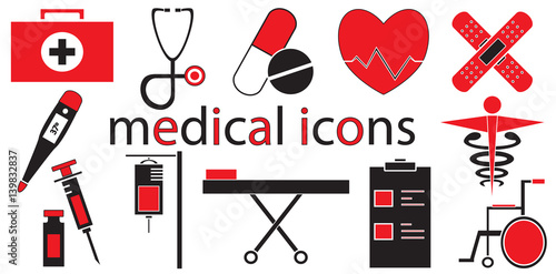 Set of medical icons vector isolated in white background.