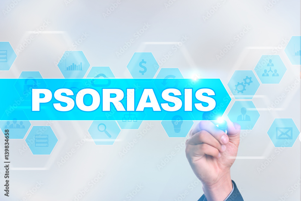 Medical doctor drawing psoriasis on the virtual screen. Medical doctor drawing psoriasis on the virtual screen.