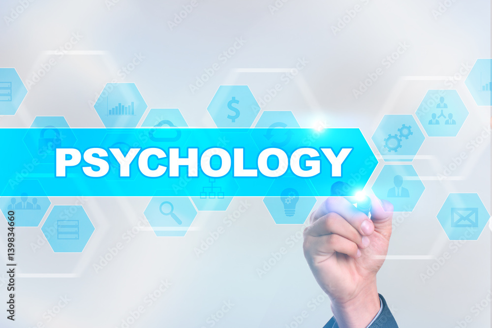 Medical doctor drawing psychology on the virtual screen. Medical doctor drawing psychology on the virtual screen.