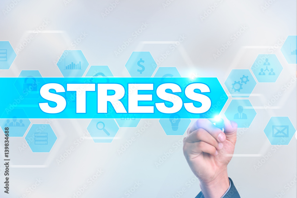 Medical doctor drawing stress on the virtual screen.