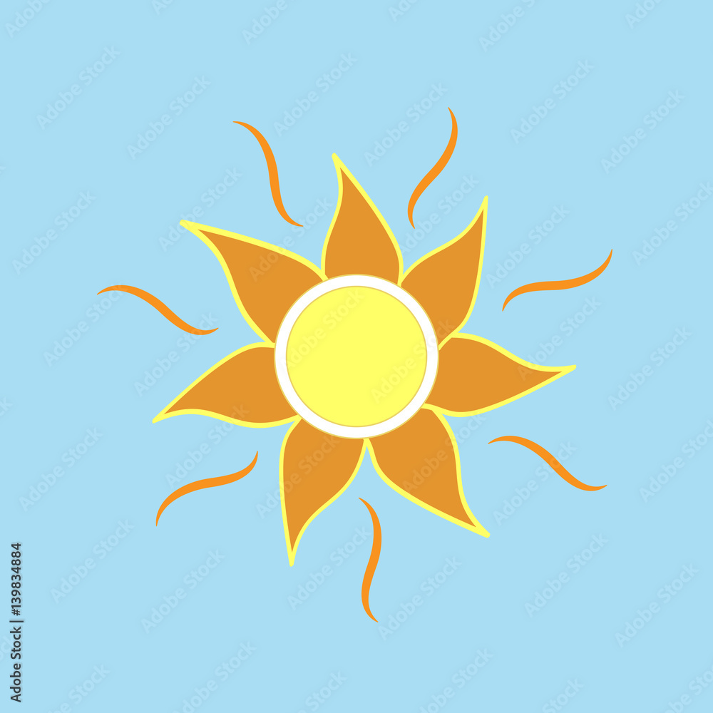 The sun sign on blue background The sun sign on blue background