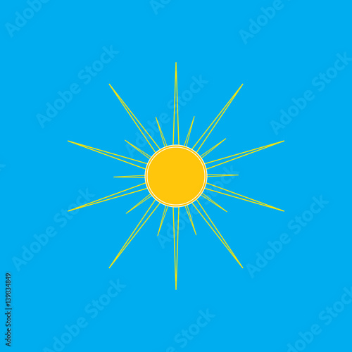 The sun sign on blue background