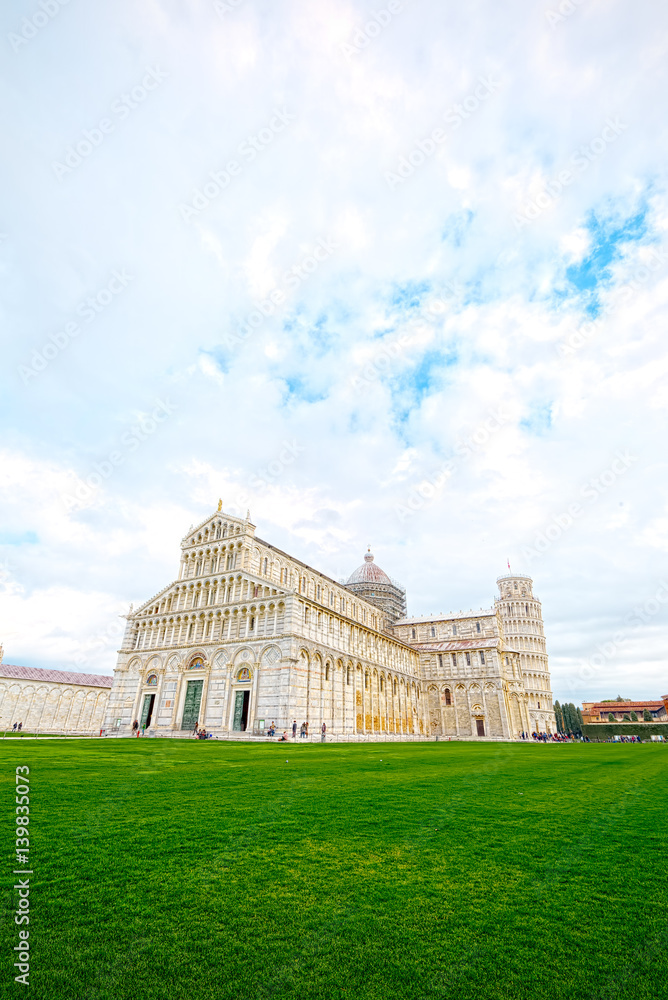 Square of Miracles and the Leaning Tower of Pisa, super-wide ang