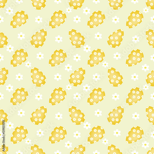 Easter seamless pattern with flowers and holiday eggs.Perfect for wallpaper, gift paper, pattern fills, web page background, spring and Easter greeting cards.