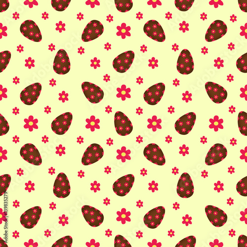Easter seamless pattern with flowers and holiday eggs.Perfect for wallpaper, gift paper, pattern fills, web page background, spring and Easter greeting cards.