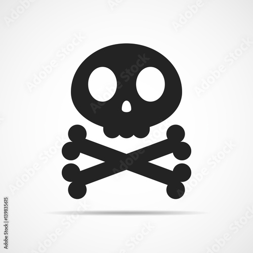 Abstract human skull with crossbones. Vector illustration.