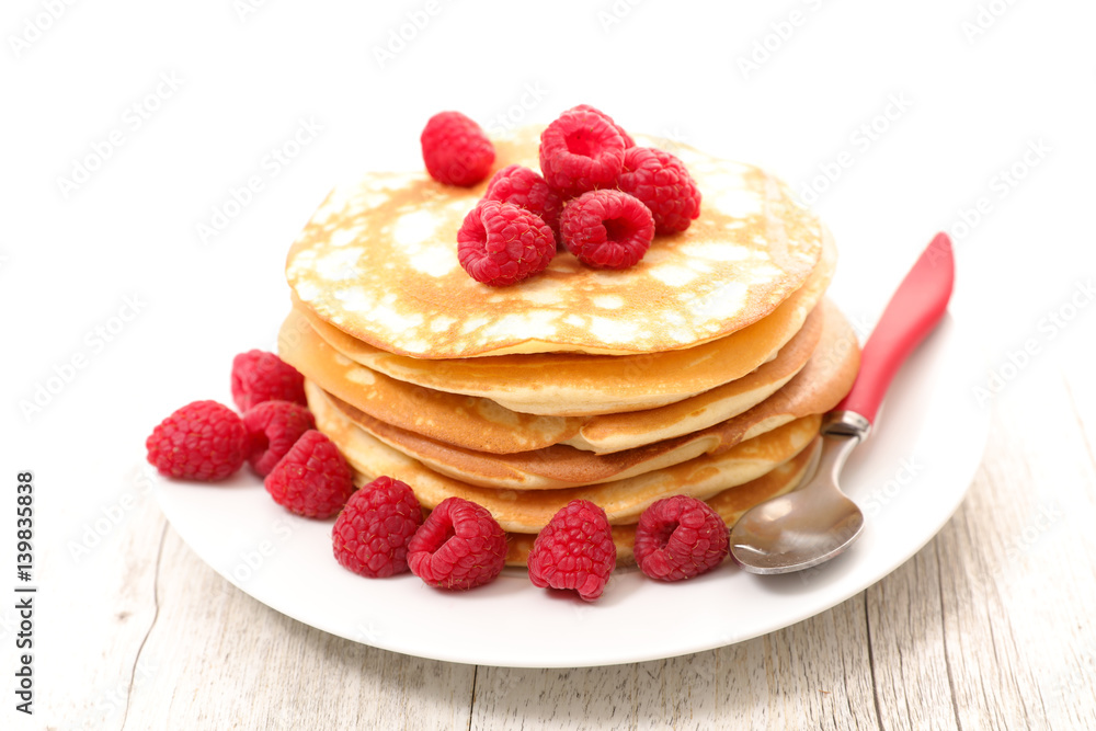 pancake with raspberry pancake with raspberry