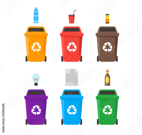 Recycle Bins Set. Vector