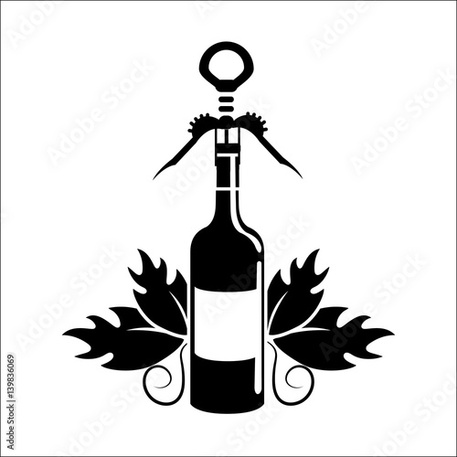 bottle of wine with take out cork icon
