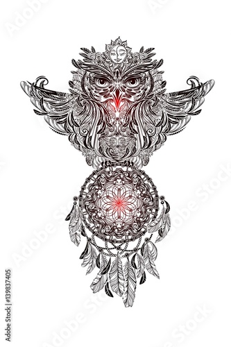 vector Owl tattoo