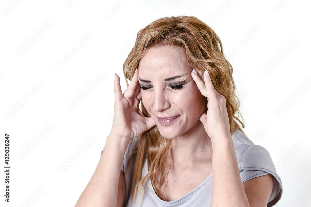 depressed woman looking desperate in pain face expression suffering migraine and headache depressed woman looking desperate in pain face expression suffering migraine and headache