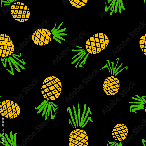 Pineapple seamless pattern. Background with summer fresh fruits