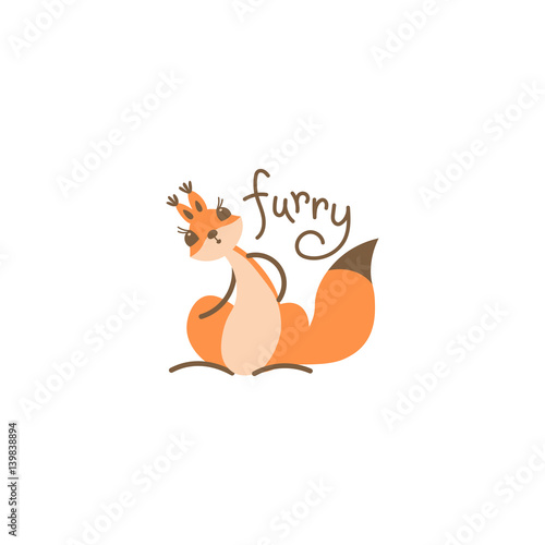 Cartoon cute squirrel. Little funny print. Vector illustration