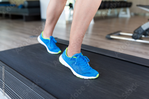 Woman training on treadmill