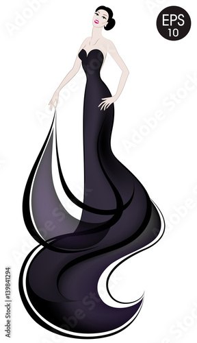 Vector Woman in chic black dress