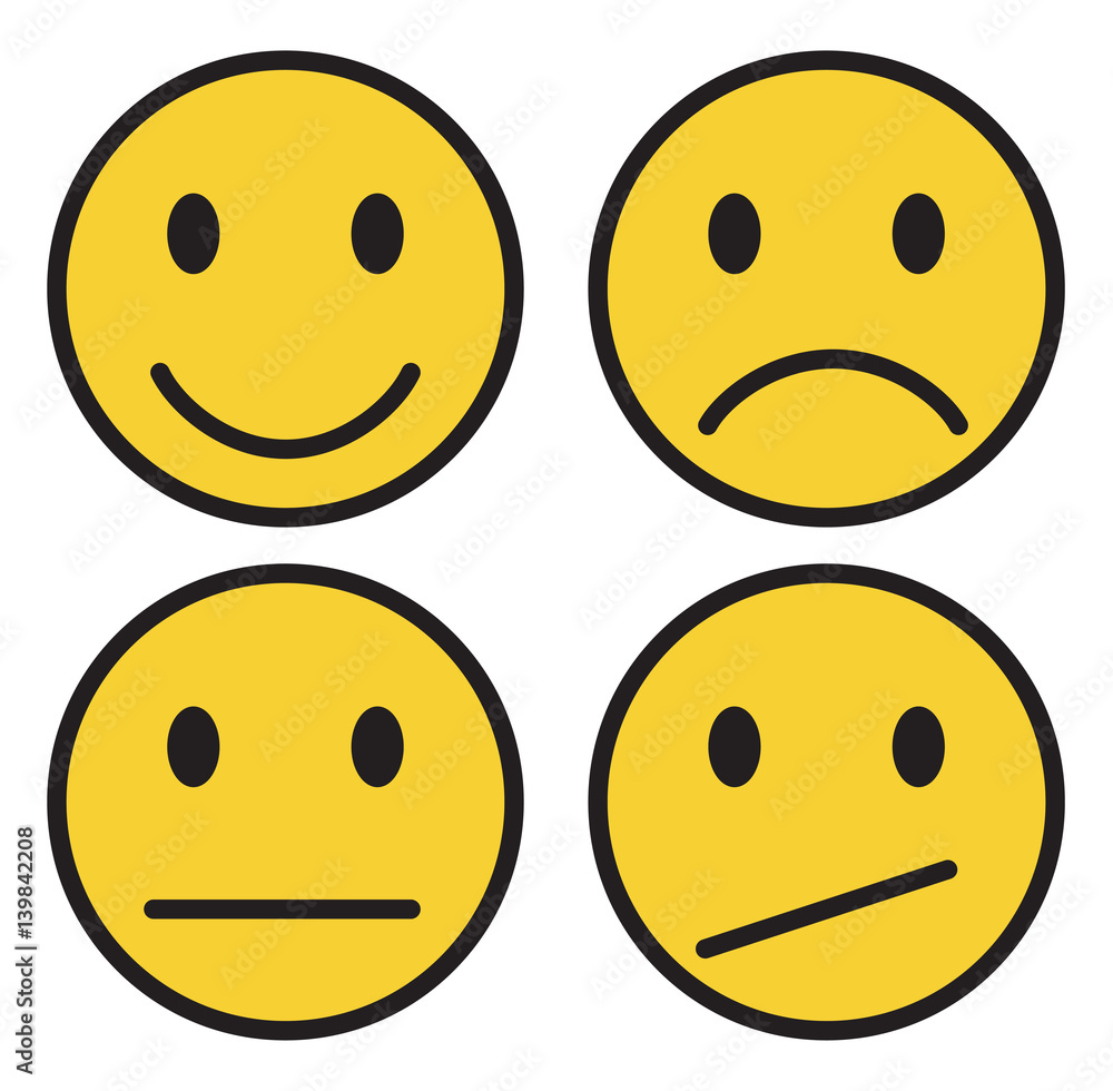 Fototapeta premium Vector set of four smiley emoticons