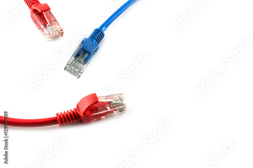 Network internet cable on white background