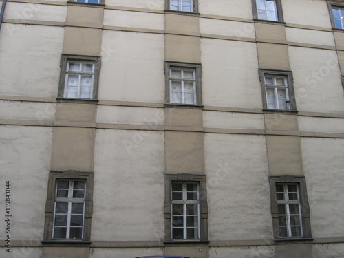 windows square patern on an old facade