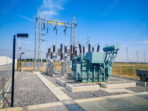 High voltage power transformer substation in Solar power station