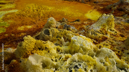 Bild auf Leinwand Salt structure close-up inside Dallol volcanic crater in Danakil depression Afar