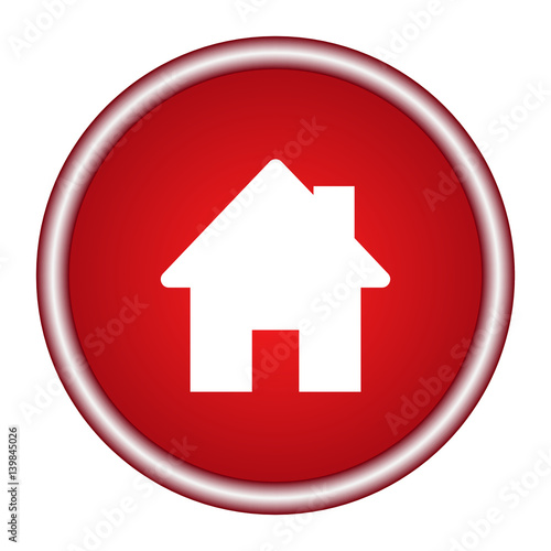 Home icon on a red background. Vector illustration.