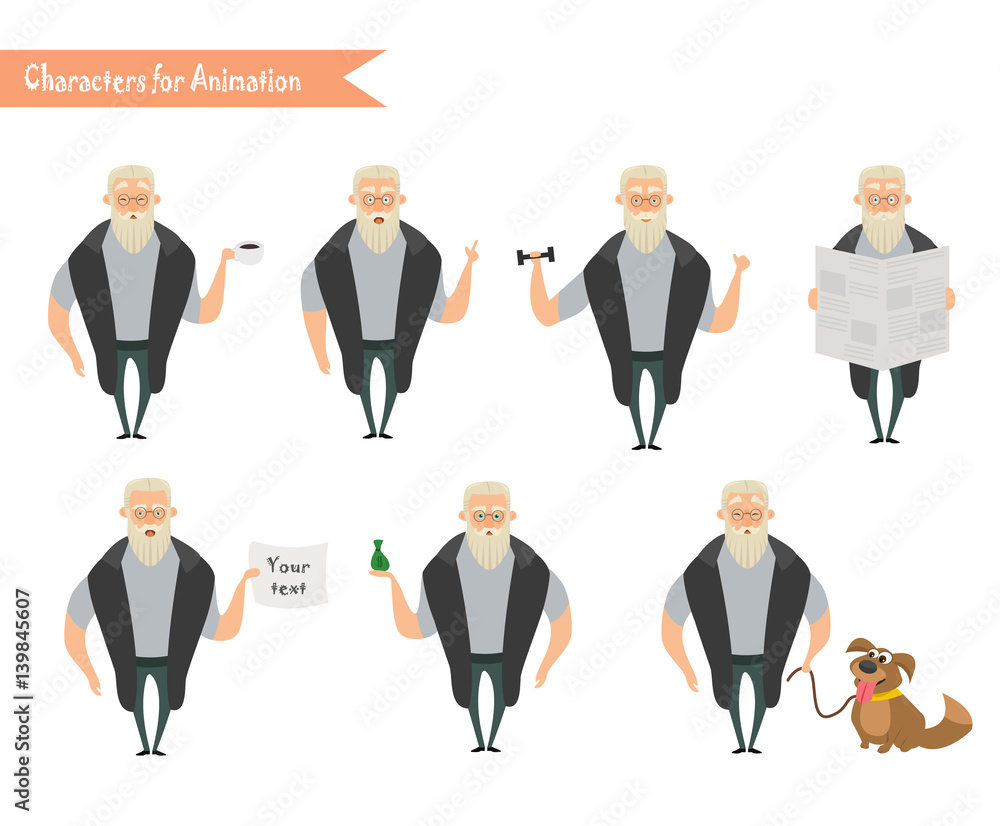 Grandfather character for scenes. Grandfather character for scenes.