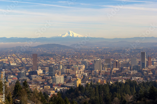 Mount Hood over City of Portland Oregon