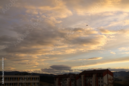 Sunset and sunrise with dramatic colorful clouds. Slovakia © Valeria