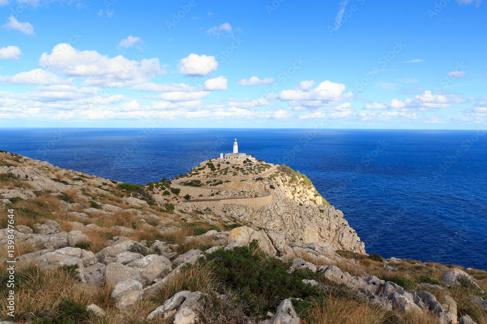 Cap de Formentor Lighthouse panorama and Mediterranean Sea, Majorca, Spain