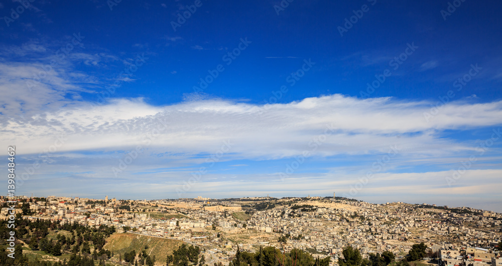 Blue heaven over old city of Jerusalem