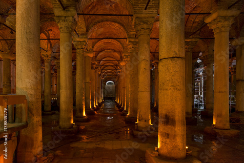 Interior Detail From Basilica Cistern (Yerebatan Sarnici), Istanbul, Turkey