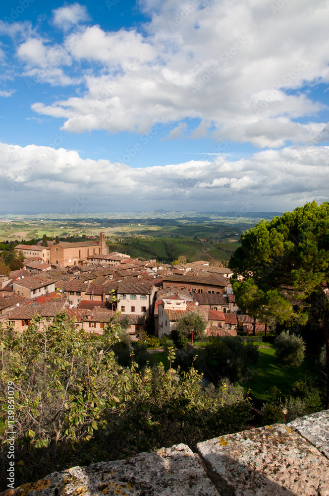 Scenic view on Tuscany village in Italy