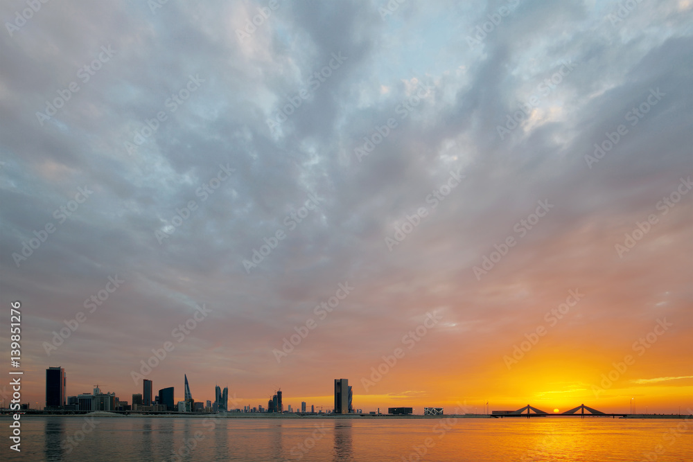 Bahrain skyline during sunset
