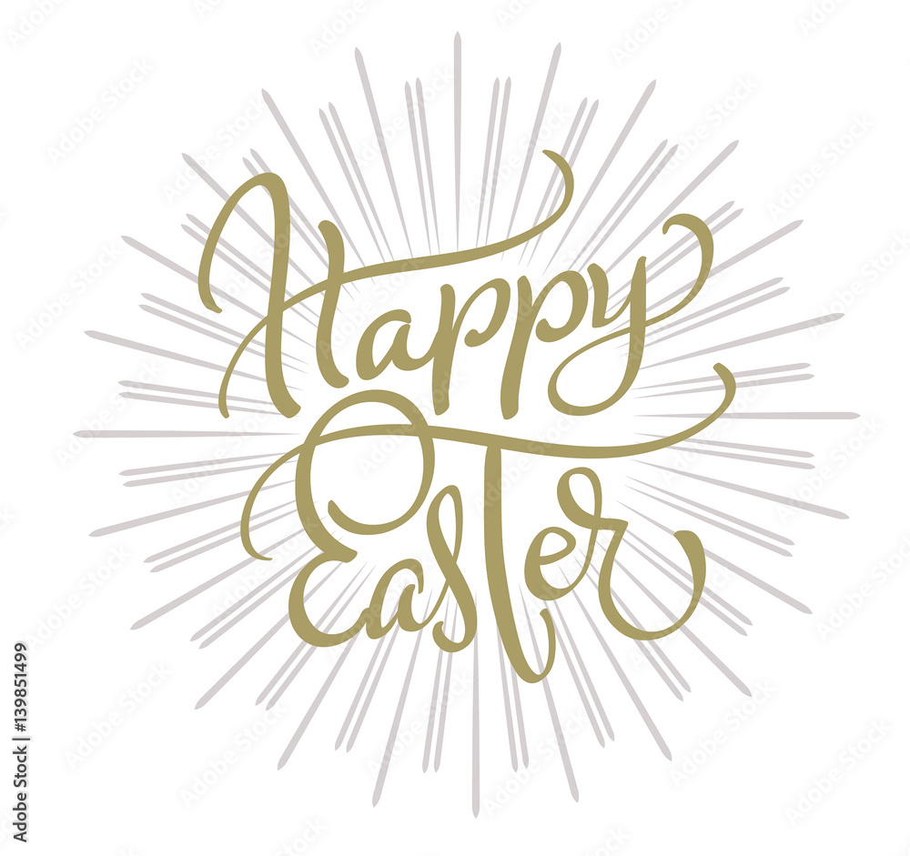 vector happy easter text on white background. Calligraphy lettering Vector illustration EPS10