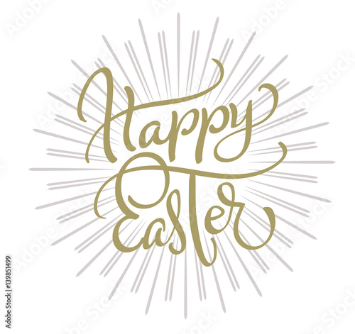 vector happy easter text on white background. Calligraphy lettering Vector illustration EPS10
