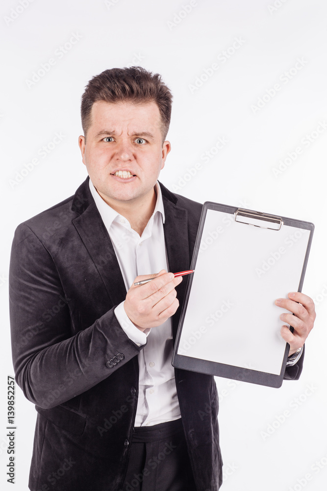 man holding a folder of document. human emotion expression and lifestyle concept. man holding a folder of document. human emotion expression and lifestyle concept.