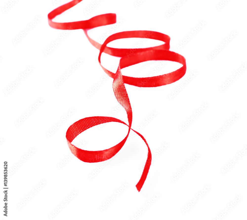 Naklejka premium Red ribbon on white background
