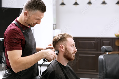 Barber making modern male h...