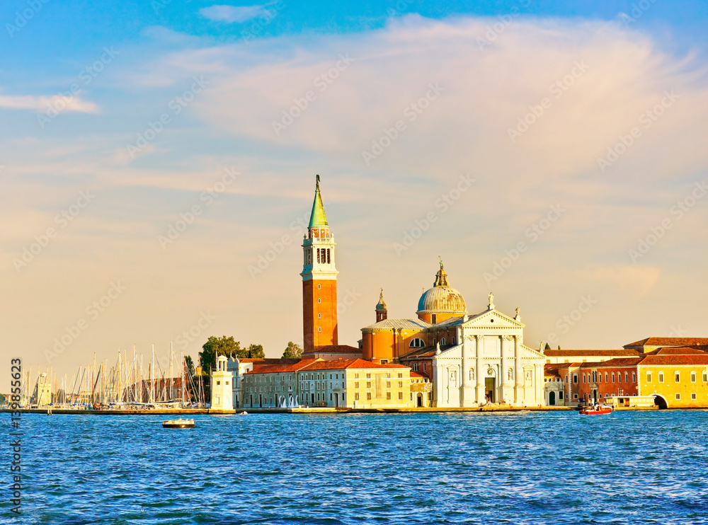Fototapeta premium View of the Church of San Giorgio Maggiore at sunset in Venice 