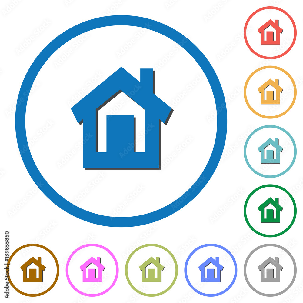 Home icons with shadows and outlines Home icons with shadows and outlines