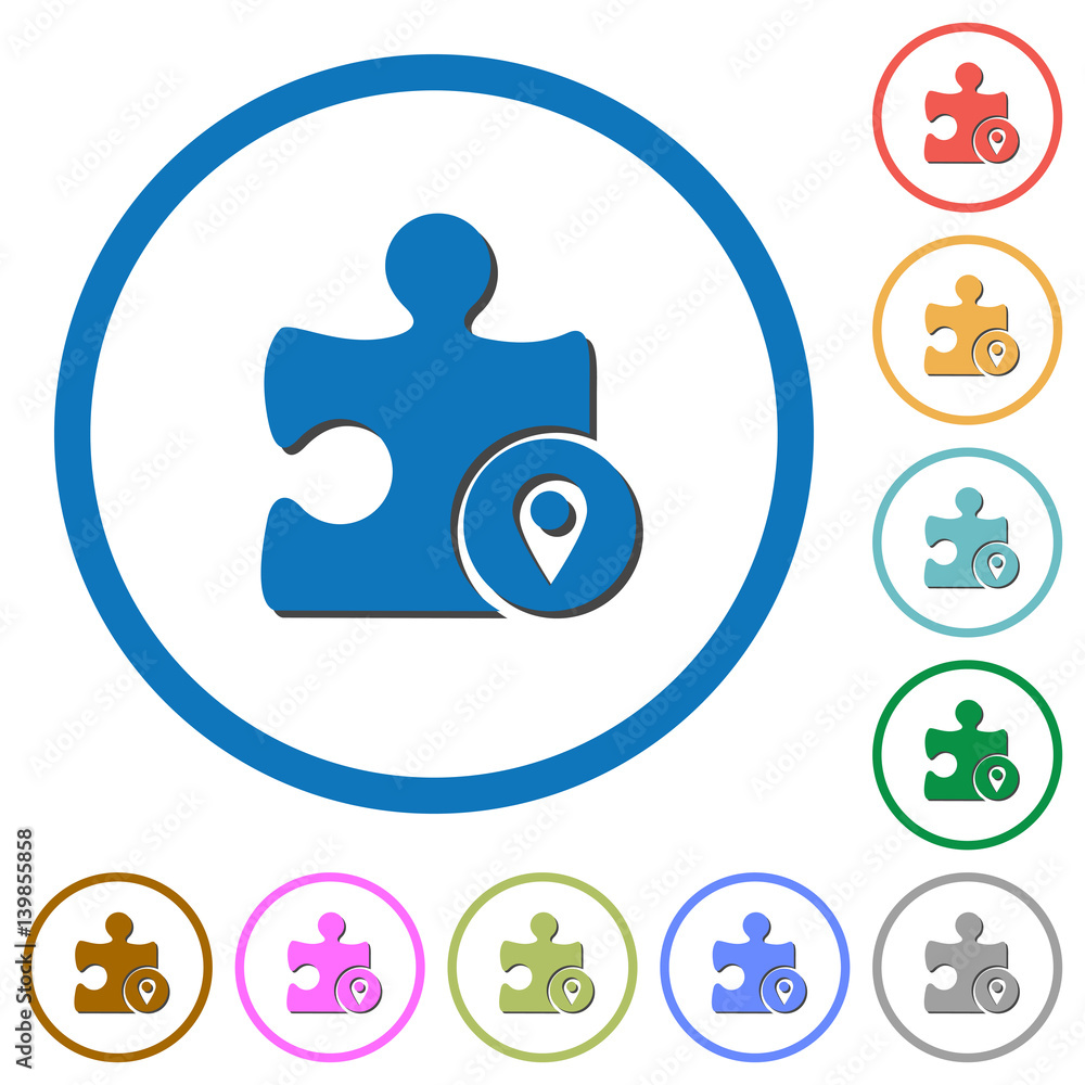 GPS plugin icons with shadows and outlines GPS plugin icons with shadows and outlines