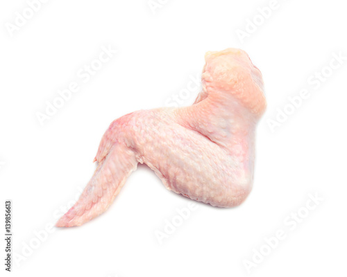 Fresh raw chicken wing on white background