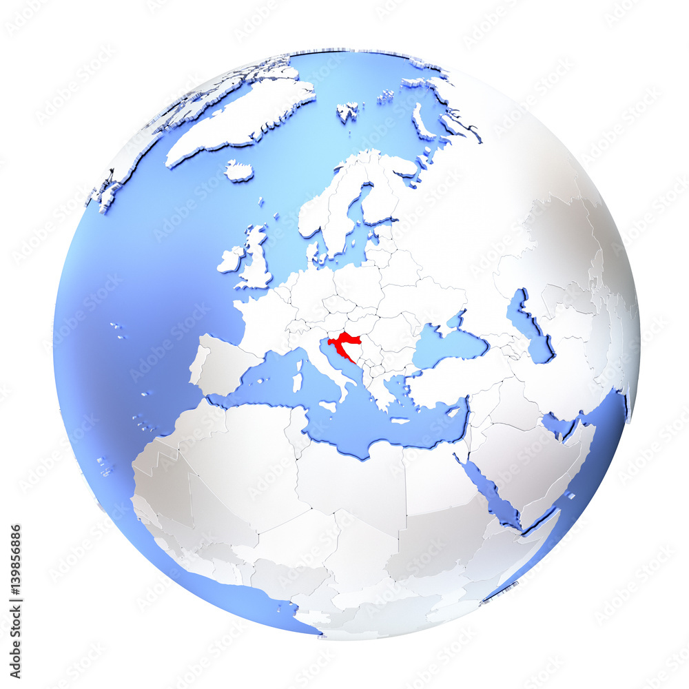 Croatia on metallic globe isolated Stock Illustration Adobe Stock